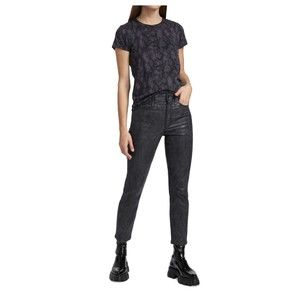 NWT rag & bone Nina High-Rise Snake Foil Cigarette Jeans Black Size 30